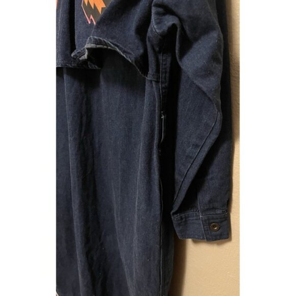 Vtg Calvin Klein Denim Duster Jacket Southwest Custom Tribal Native Am Women's L - Picture 8 of 16